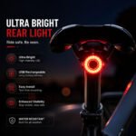 Bike Rear Light Taillight Smart Brake Sensor USB Rechargeable