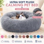 Round Pet Bed for Large Dogs, Soft Plush Cat Bed 40-90cm