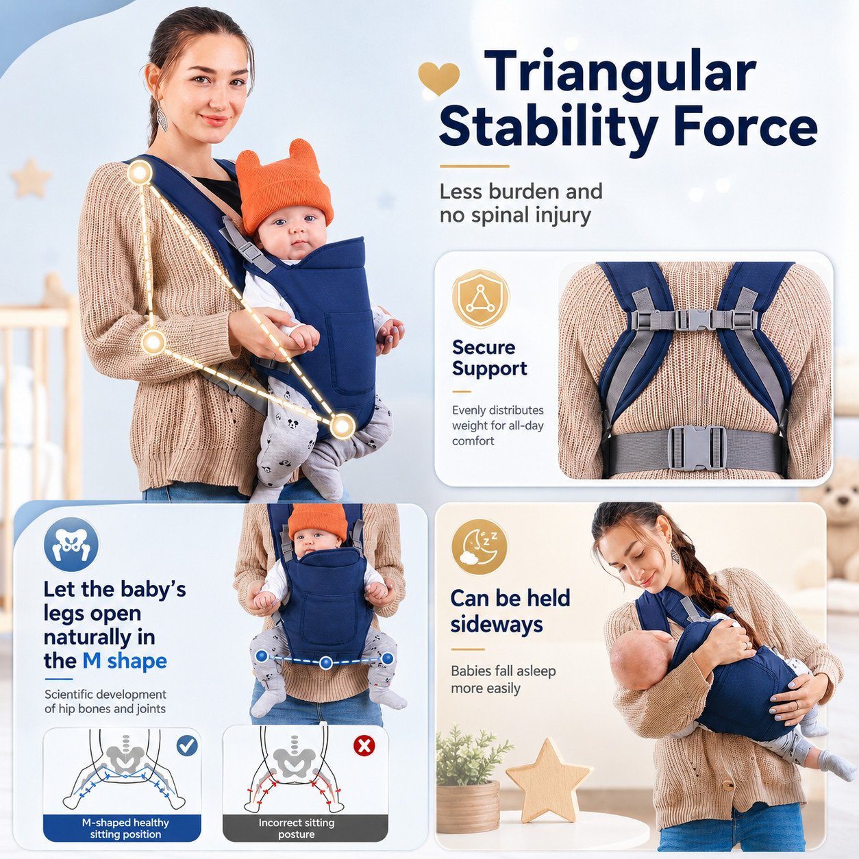 Ergonomic Baby Carrier Backpack Adjustable Head Support Baby Ergonomic Baby Carrier Backpack Adjustable Head Support Baby