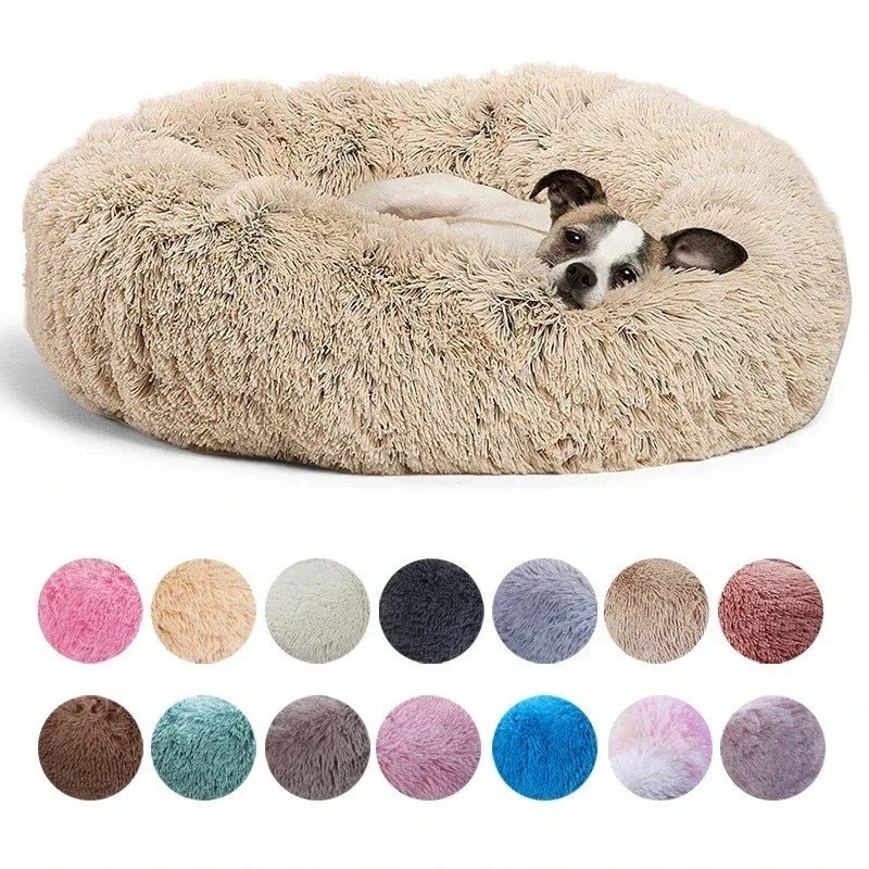 Round Pet Bed for Large Dogs, Soft Plush Cat Bed 40-90cm