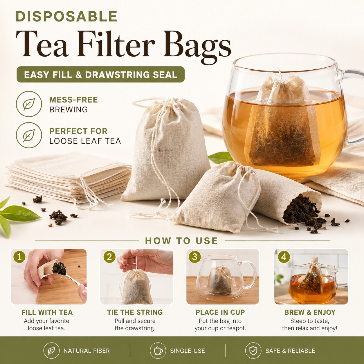 Cotton Muslin Drawstring Bags Bath Herbs Empty Tea Filter Cotton Muslin Drawstring Bags Bath Herbs Empty Tea Filter