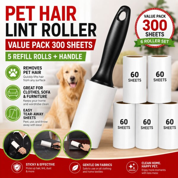 Lint Roller 360 Extra Sticky Sheets for Pet Hair Clothes