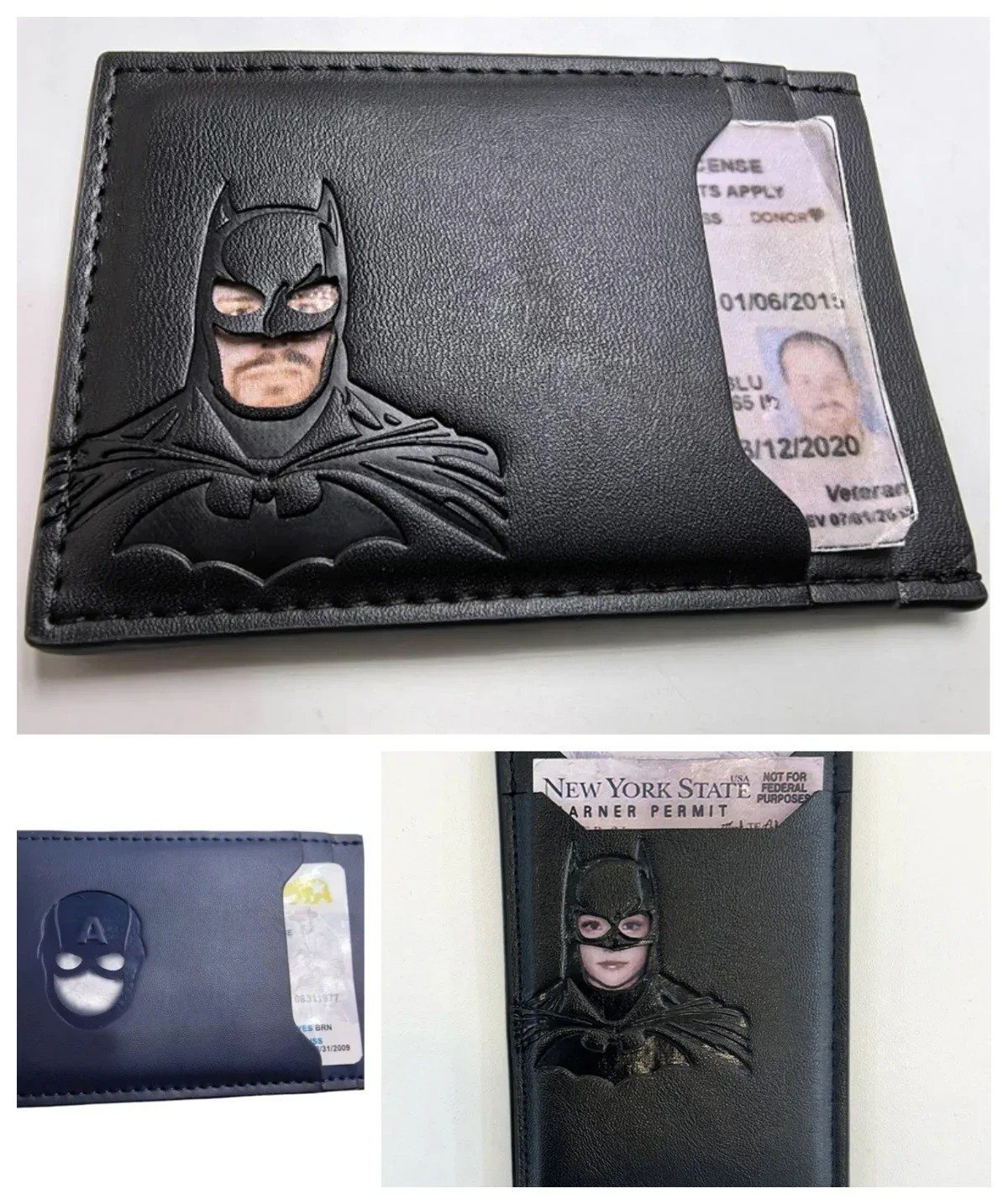 Leather Mask Wallet Card Holder Slim Men & Women Leather Mask Wallet Card Holder Slim Men & Women