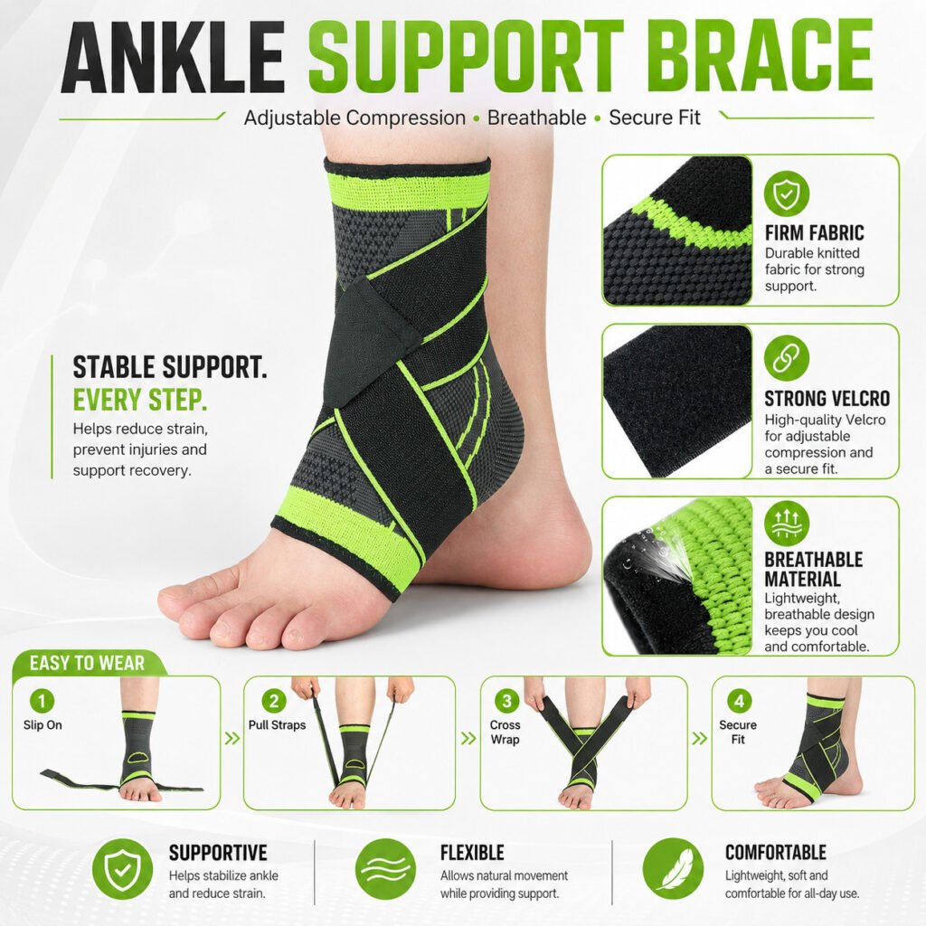 Ankle Brace Support Compression Sleeve Sport Plantar Fasciitis Foot