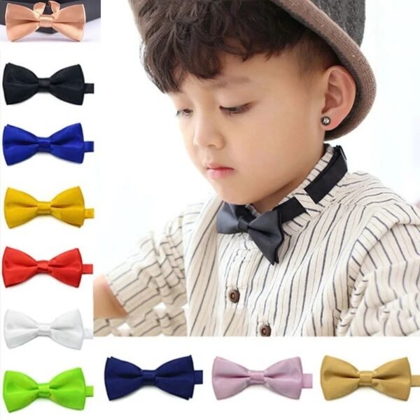 Kids Plain Bow Tie Children Fancy Dress Boys Wedding Dickie