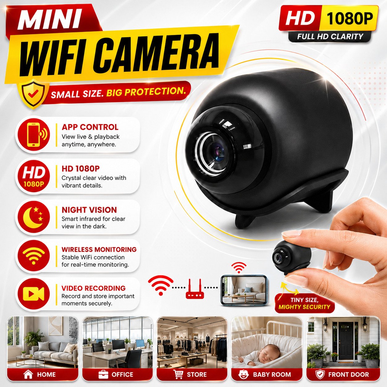 1080P Mini Camera Wireless WiFi Security Surveillance Tiny Cam 1080P Mini Camera Wireless WiFi Security Surveillance Tiny Cam