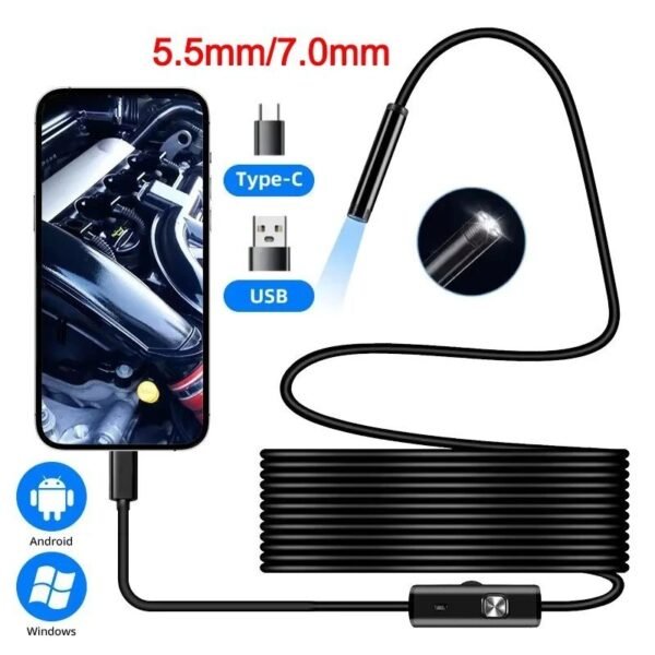 USB Type C Endoscope Borescope Snake Inspection Camera 3 in 1 for