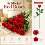 Artificial Single Rose Bud With Stem Silk Flowers Fake Bouquet