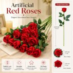 Artificial Single Rose Bud With Stem Silk Flowers Fake Bouquet