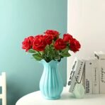 Artificial Single Rose Bud With Stem Silk Flowers Fake Bouquet
