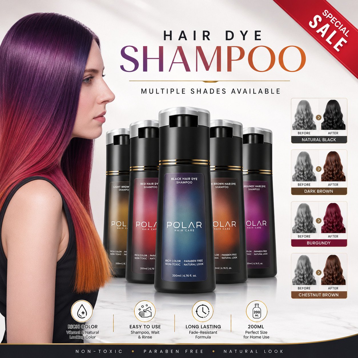 200ml Instant Hair Dye Shampoo Hair Colour Shampoo Natural Colour 200ml Instant Hair Dye Shampoo Hair Colour Shampoo Natural Colour