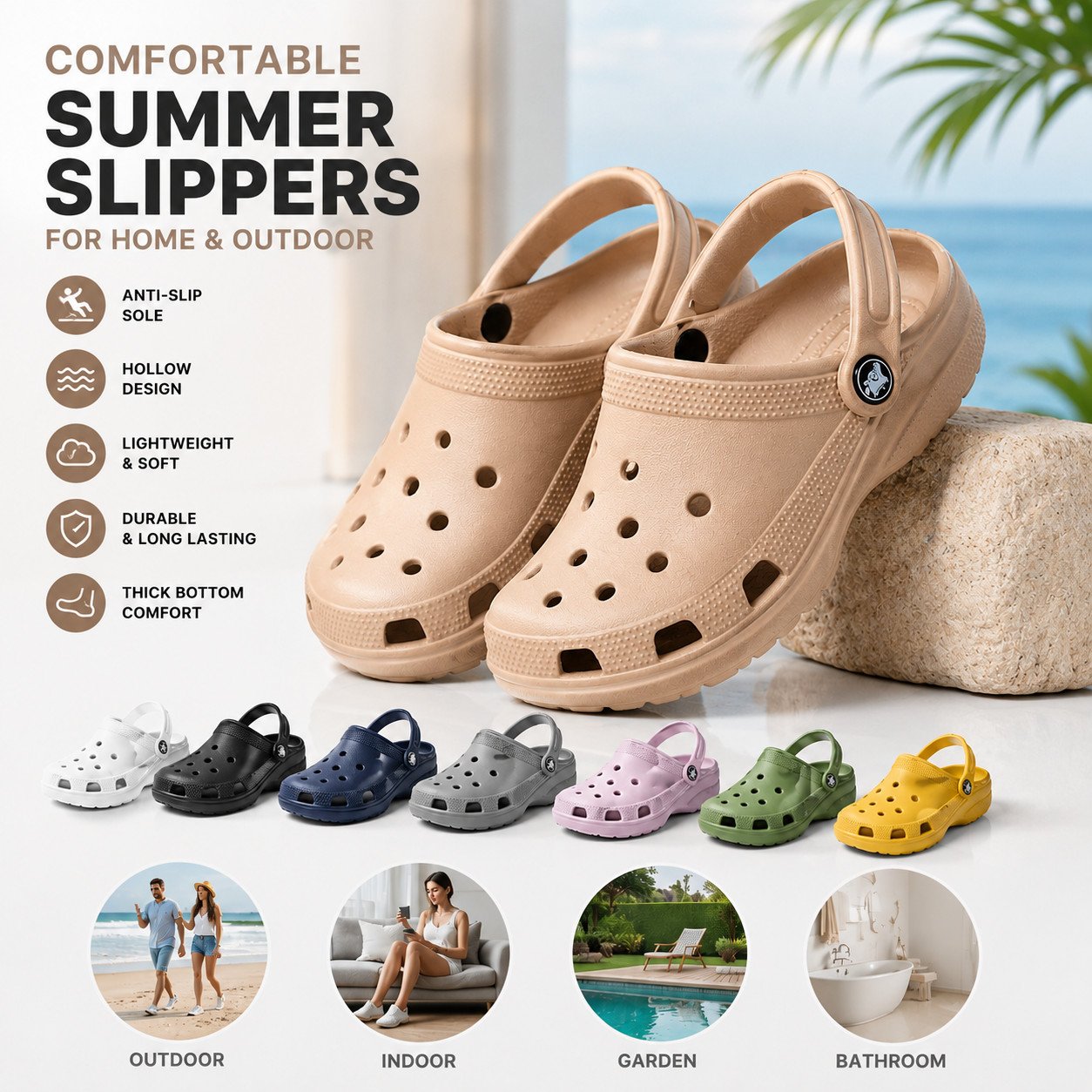 Classic Sandal Anti-Slip Lightweight Beach Slip Shoes Slipper Classic Sandal Anti-Slip Lightweight Beach Slip Shoes Slipper
