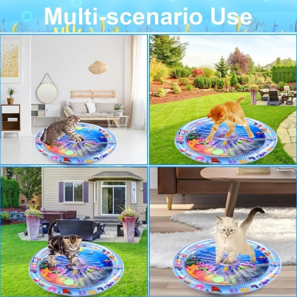 Water Sensory Mat 65cm Play Mat for Cats Interactive Cat Toy Water