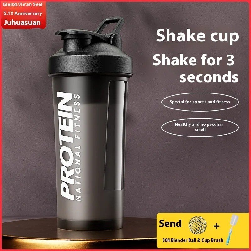 Shaker Bottle 600ml Protein Blender Mixer Water Bottle Cup with