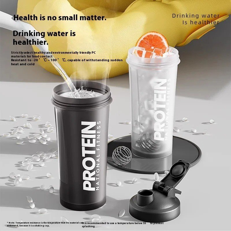 Shaker Bottle 600ml Protein Blender Mixer Water Bottle Cup with