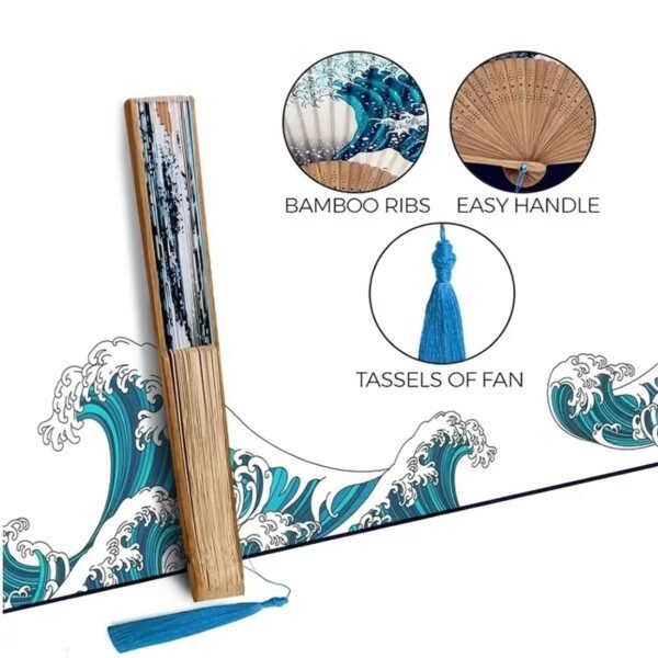 Folding Fan Hand Held Silk Bamboo Fan Style Wedding Party Dance Fans