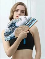 Folding Fan Hand Held Silk Bamboo Fan Style Wedding Party Dance Fans