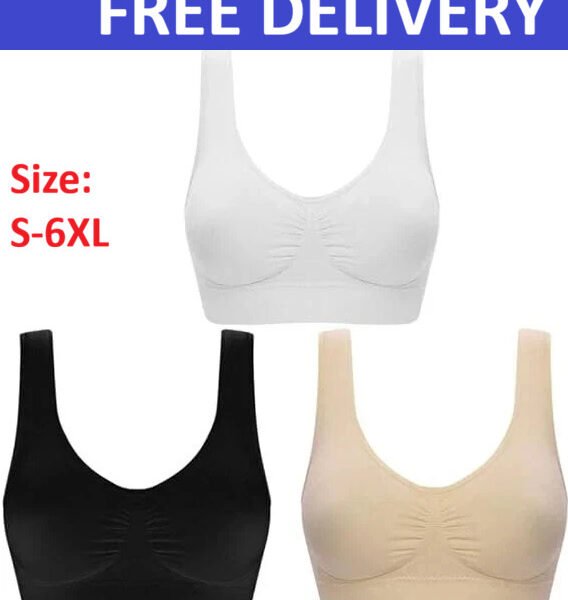 Womens Bra Seamless Comfort Comfy Shapewear Sports Stretch Crop