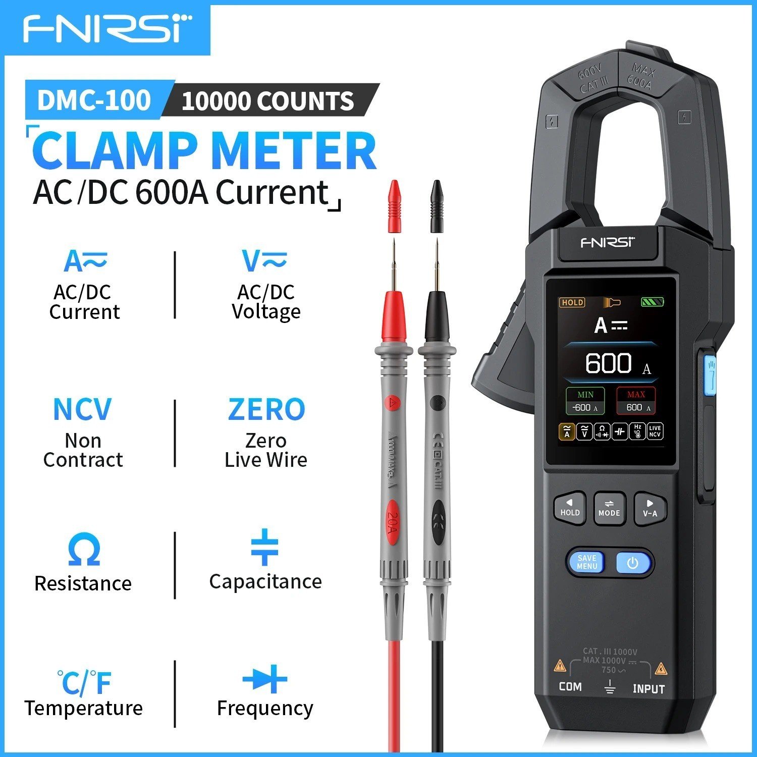 Clamp Meter 10000 Counts TRMS AC DC 600A Digital Multimeter USB Clamp Meter 10000 Counts TRMS AC DC 600A Digital Multimeter USB