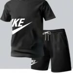 Mens Summer 2 Piece Sports Set Short Sleeve T-Shirt Shorts Casual