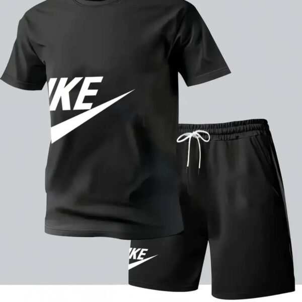 Mens Summer 2 Piece Sports Set Short Sleeve T-Shirt Shorts Casual