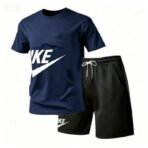 Mens Summer 2 Piece Sports Set Short Sleeve T-Shirt Shorts Casual