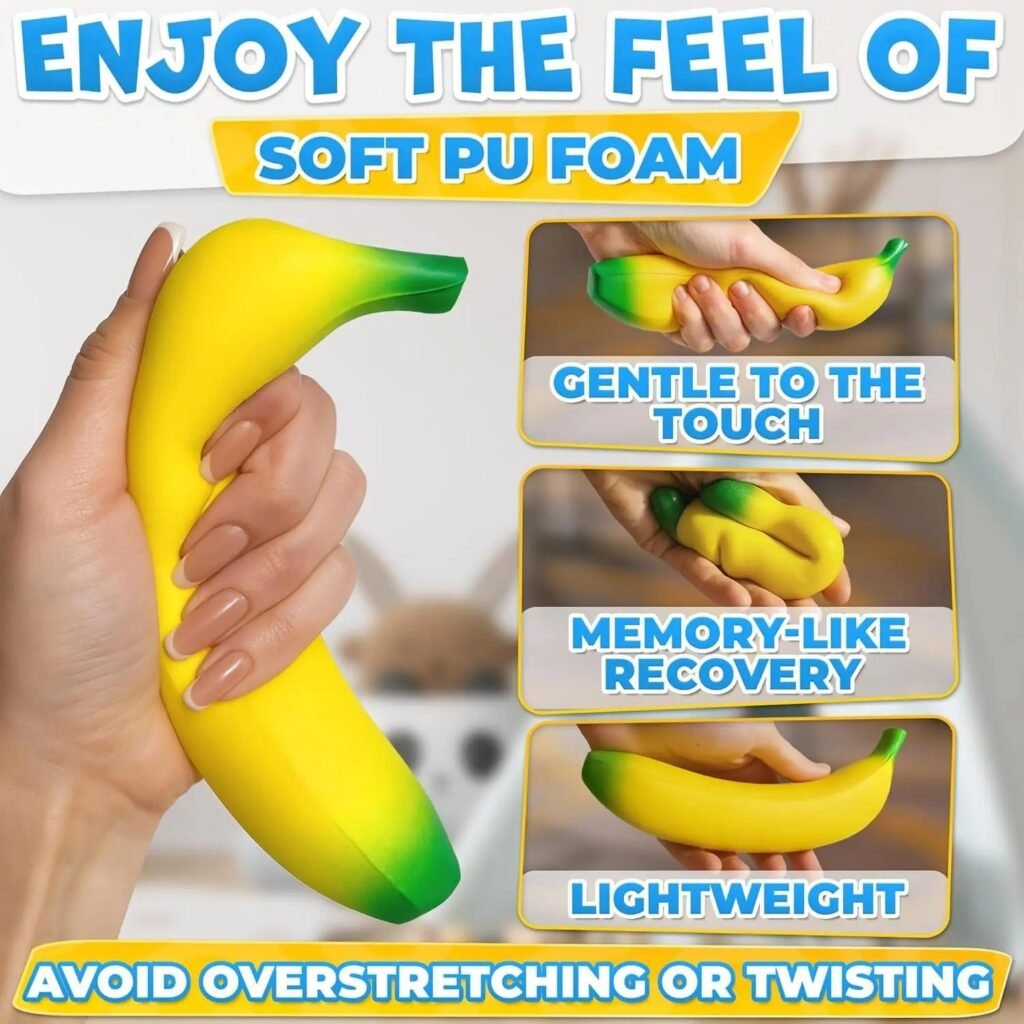 Squishy Banana Toy Slow Rising Stress Relief Squeeze Fidget Fruit