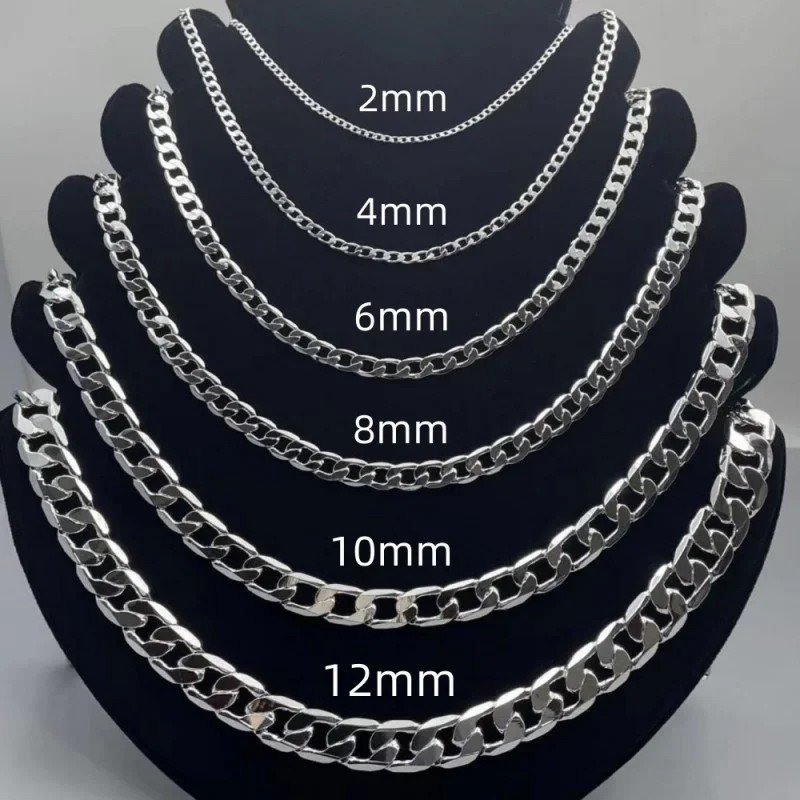 925 Sterling Silver Curb Chain Necklace Lobster Clasp 16-30 inch