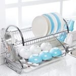 2 Tier Dish Drying Rack Drainer Rack Cutlery Bowl Plate Holder