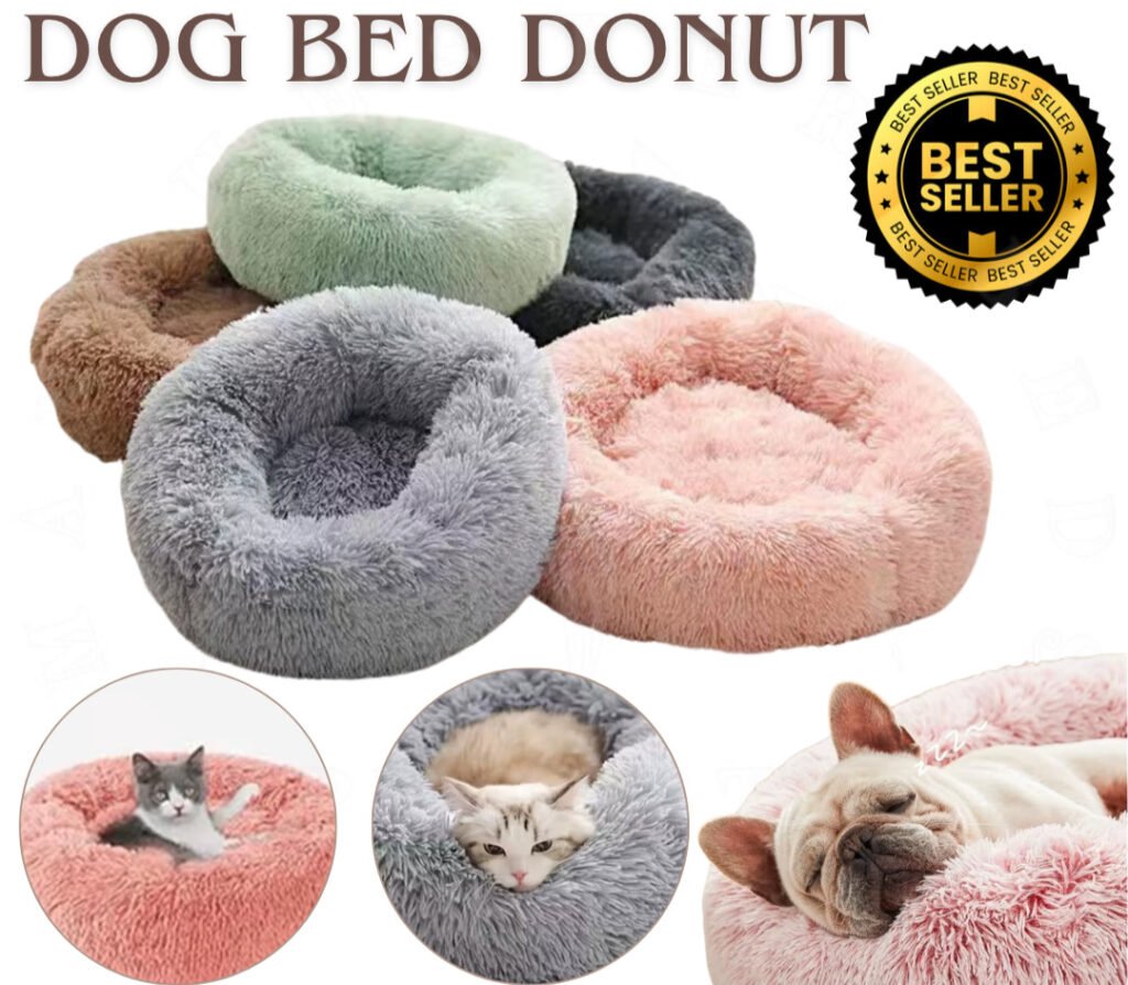 Pet Dog Bed Donut Soft Large Plush Cat Beds For Calming Anti