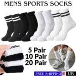 5/10/20 Pairs Mens Sports Socks Round Neck Cotton Rich Everyday