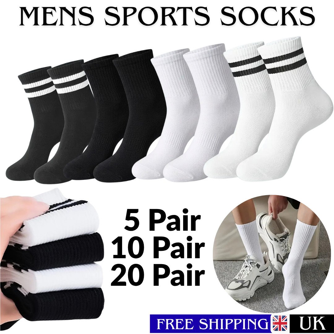 s-l1600-991.jpg 5/10/20 Pairs Mens Sports Socks Round Neck Cotton Rich Everyday