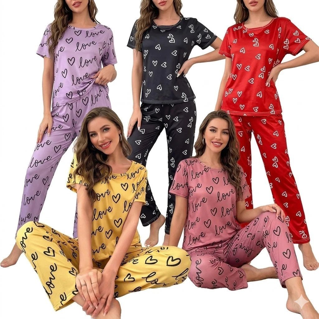 s-l1600-997.jpg Ladies Pyjamas Womens Pajama Set Short Sleeve Jersey PJ Set